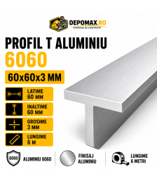Profil T aluminiu 60 x 60 x 3 mm, 6 metri